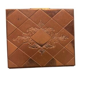 Gold Vintage Compact Case Copper Color Metal Pocket Picture/Card Holder